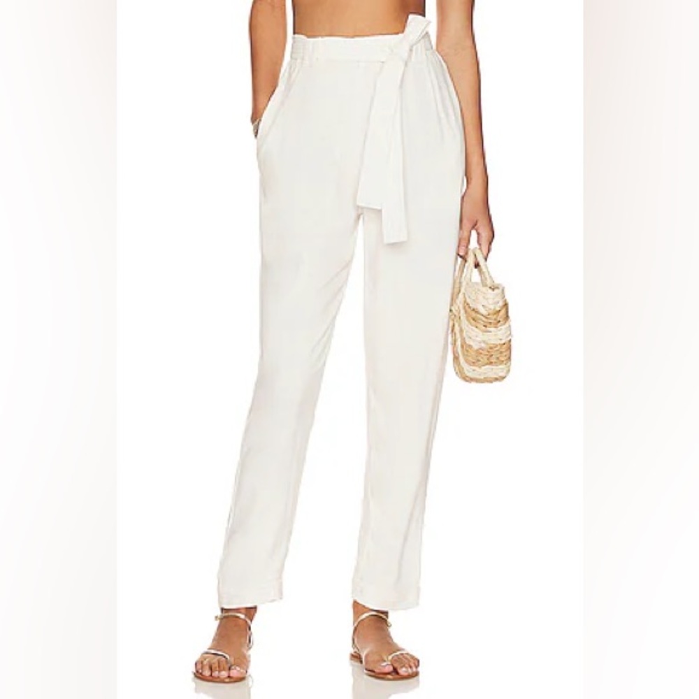 Revolve JUDO LOUNGE PANT IN IVORY, linen, high rise